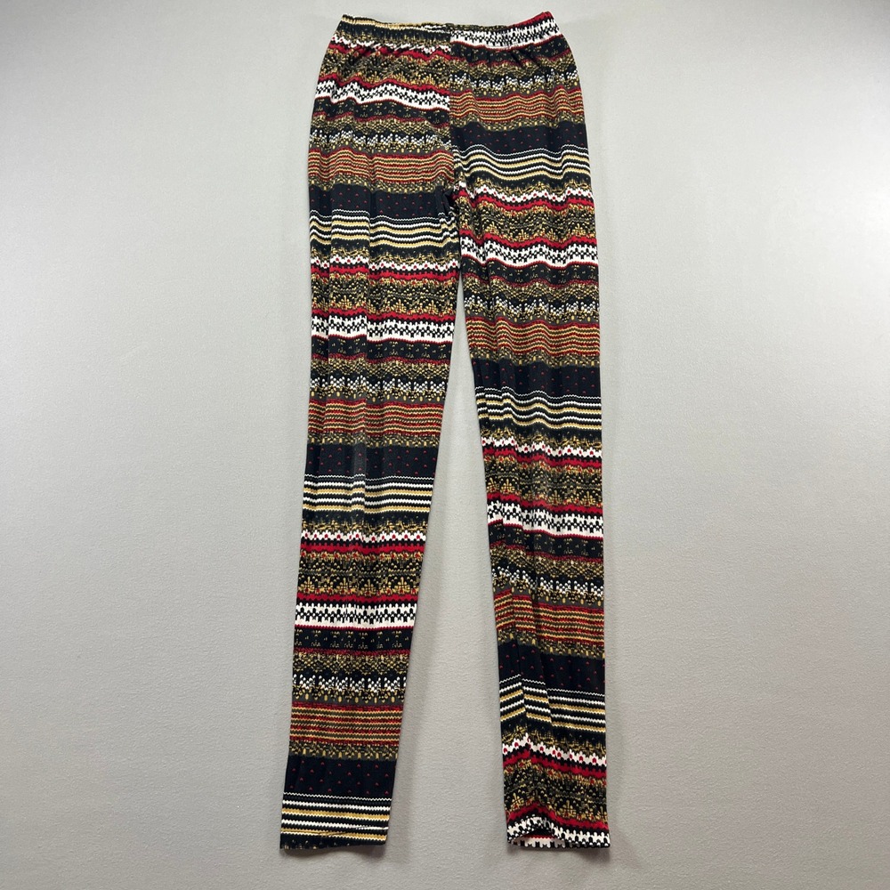 Always Fair Isle Holiday Leggings Womens Small Multi Christmas Print Skinny Leg